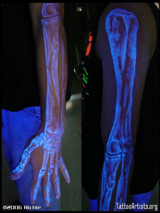 These tattoos use a special black-light ink and can only be seen under 